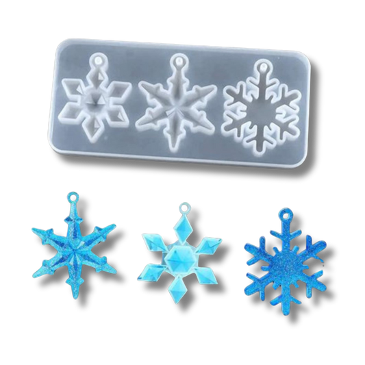 3 Cavity Snowflakes Pendant & Keychain Mould