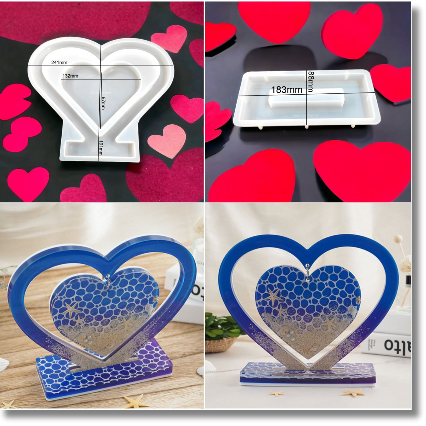 2 In 1 Heart Centre Hanging Shaped Photo Frame Mould