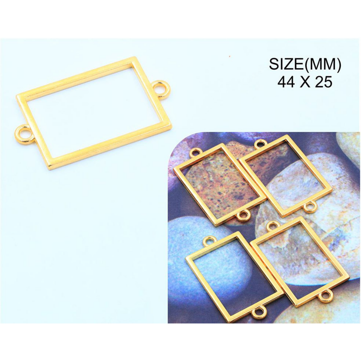 Gold Rectangle Rakhi & Bracelet Bezel 5 Pcs